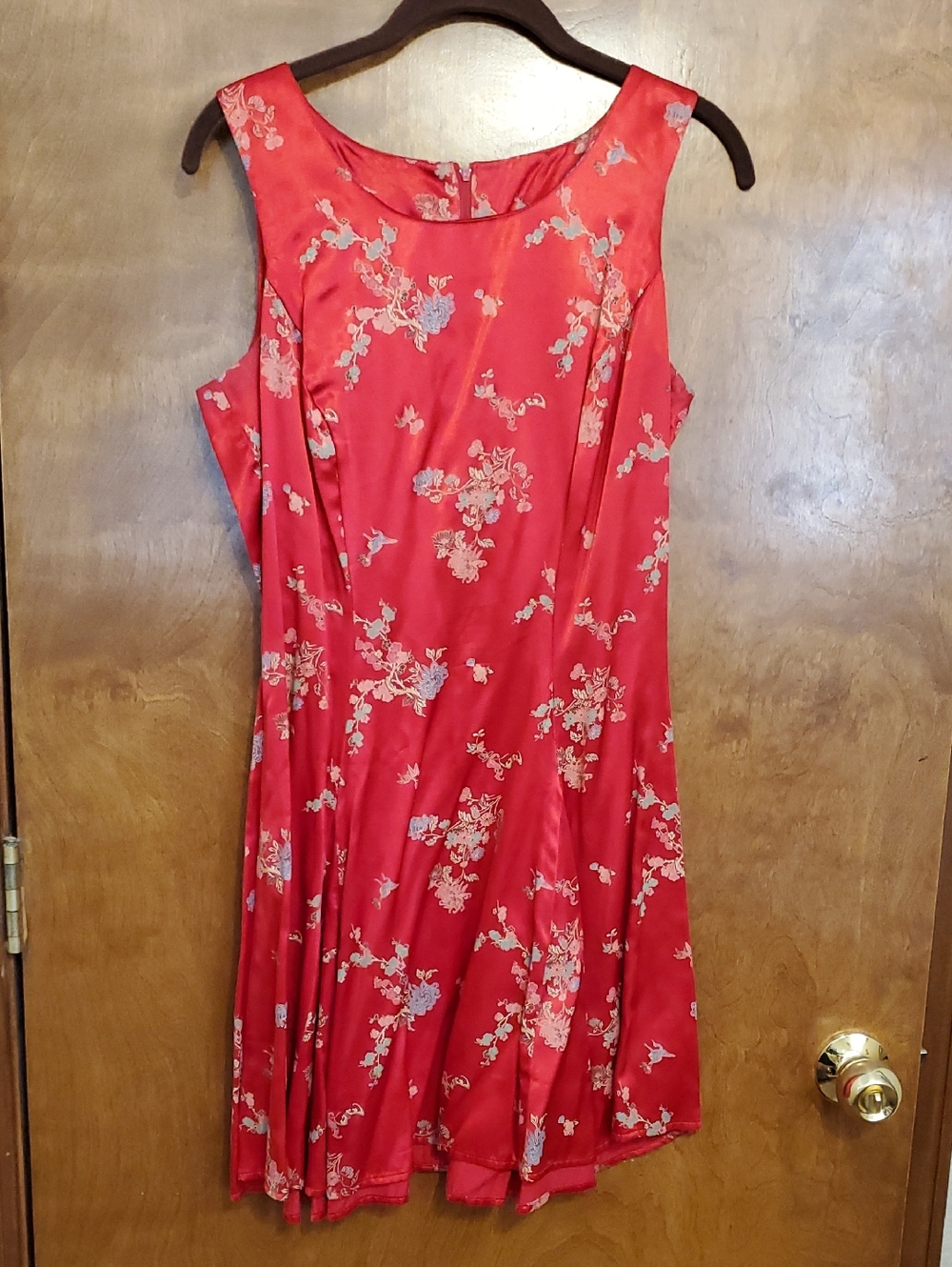 Vintage 90's Red Floral Sleeveless A-Line Dress Size 11/12